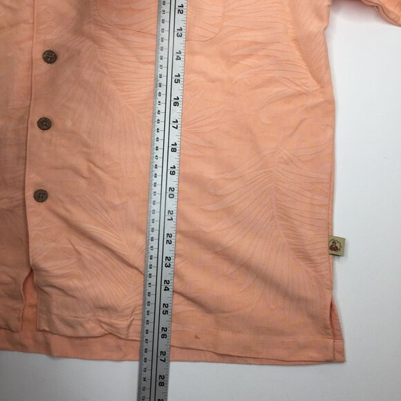 Joe Marlin Mens Peach Tropical Palm Print Hawaiian Button Shirt Orange Sz Large - Picture 8 of 8